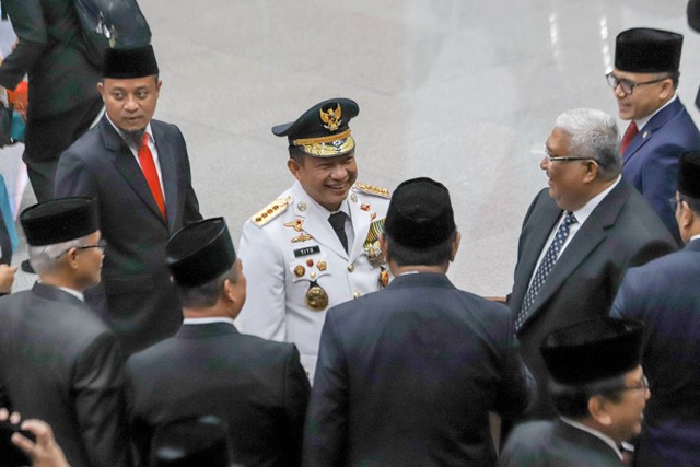 Mendagri Tito Karnavian usai melantik sembilan Pj Gubernur pengganti kepala daerah yang purna tugas per 5 September 2023 di Kementerian Dalam Negeri, Jakarta, Selasa (5/9/2023). Foto: Jamal Ramadhan/kumparan