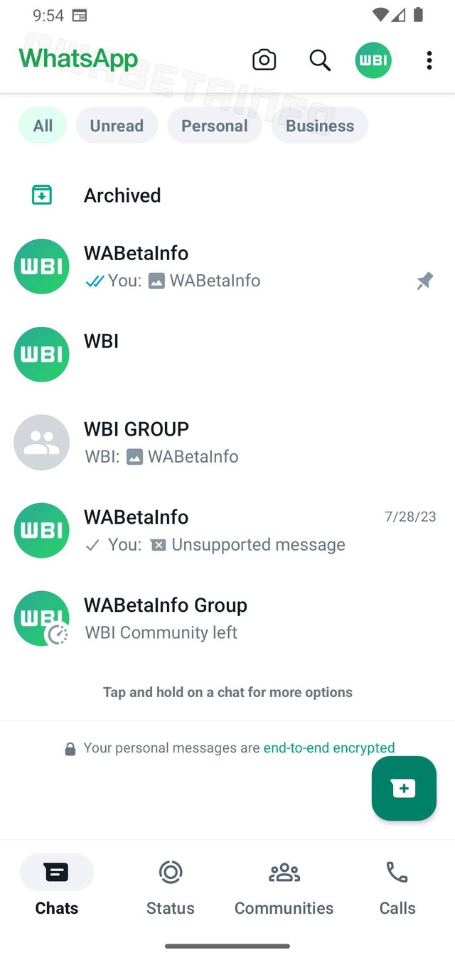Bocoran tampilan baru WhatsApp versi Android. Foto: Dok. WABetaInfo