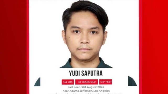 Info orang hilang atas nama Yudi Saputra, seorang WNI yang bekerja di Los Angeles, AS. Foto: Instagram/@ppidunia
