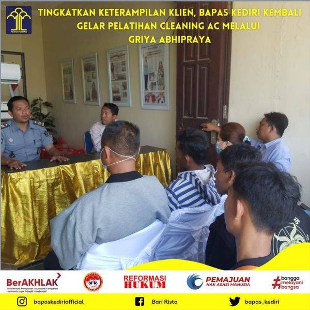 Tingkatkan Keterampilan Klien, Bapas kediri Kembali Gelar Pelatihan Cleaning AC melalui Griya Abhipraya (Foto:HumasBapasKediri)