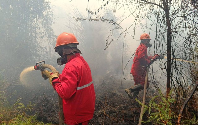 Tim Manggala Agni Daops Sum OKI dan Banyuasin saat pemadaman, Foto : Manggala Agni