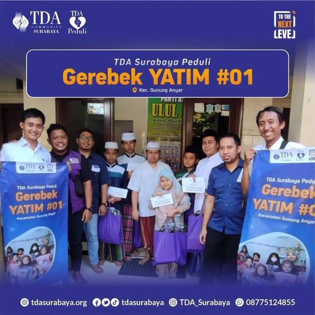 Berbagi Bersama Anak Yatim, TDA Peduli Surabaya Salurkan Bantuan Alat Tulis