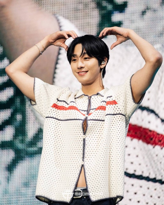 Aktor Korea Selatan Ahn Hyo Seop saat menggelar acara fan meeting di Jakarta yang bertajuk  2023 AHN HYO SEOP ASIA TOUR "THE PRESENT SHOW" di The Kasablanka Hall, Sabtu (9/9/2023). Foto: Dok. Mecim Pro