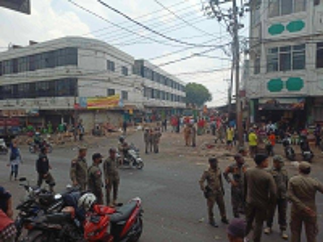 Pasar Pasir Gintung, Bandar Lampung mulai disterilkan dari pedagang kaki lima. | Foto : Galih Prihantoro/ Lampung Geh