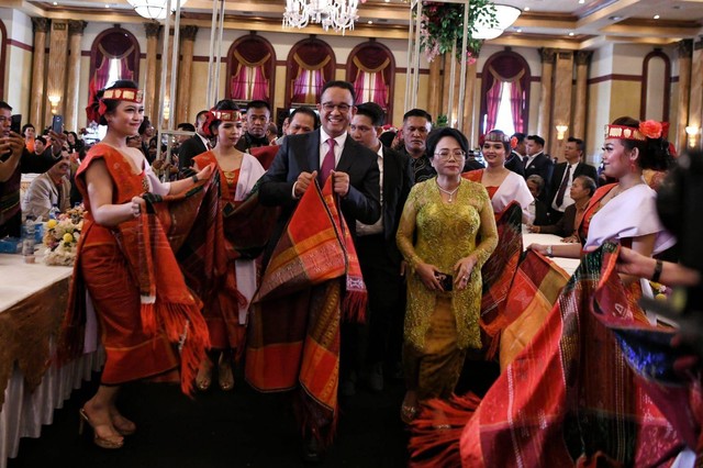 Bacapres Anies Baswedan menghadiri pernikahan anak Hotman Paris, Frizt Paris, di gedung Balai Samudra, Jakarta Utara, Sabtu (16/9/2023). Foto: Dok. Istimewa