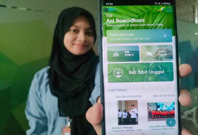 Sawit Rakyat Online, aplikasi android besutan PT Perkebunan Nusantara V. Foto: Dok. PTPN XIII