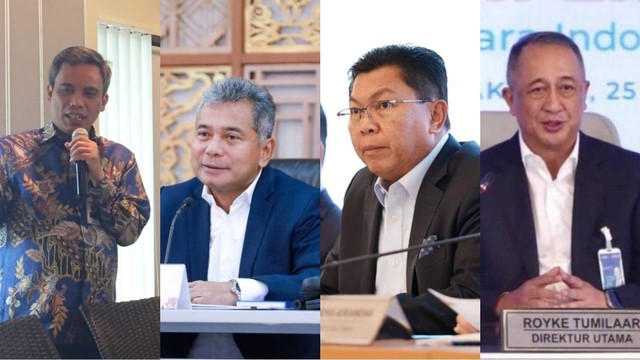  Wakil Direktur Utama Bank BTN, Nixon Napitupulu; Dirut BRI, Sunarso; Dirut Bank Mandiri, Darmawan Junaidi; dan Dirut BNI, Royke Tumilaar. Foto: kumparan