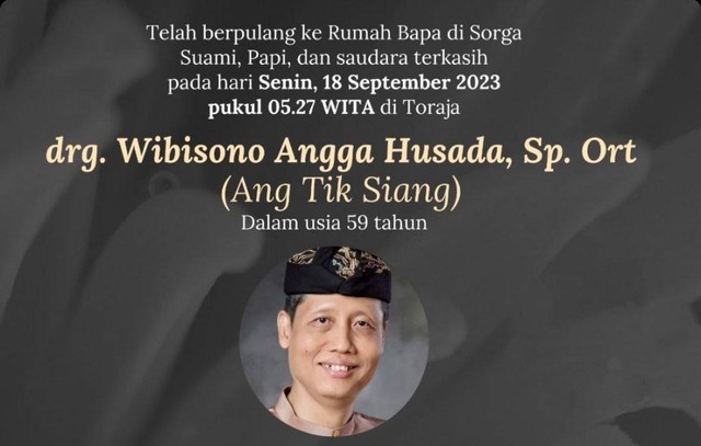 Drg. Wibisono Angga Husada, Sp. Ort, yang meninggal di Toraja Utara. Foto: Istimewa