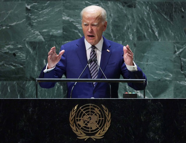 Presiden AS Joe Biden berpidato pada Sesi Majelis Umum PBB ke-78 di New York City, AS, 19 September 2023. Foto: Mike Segar/REUTERS