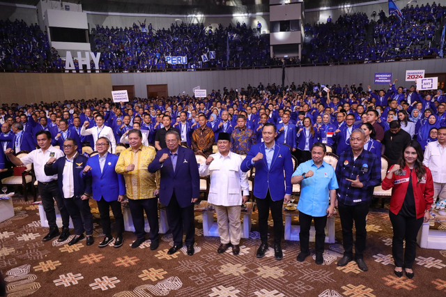 Partai Demokrat resmi mendeklarasikan diri bergabung ke Koalisi Indonesia Maju di JCC, Kamis (21/9/2023). Foto: Dok. Istimewa