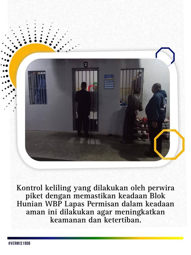 Tingkatkan Keamanan Perwira Piket Rutin Kontrol Keliling Blok Hunian WBP Lapas