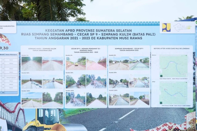 Papan kegiatan pembangunan jalan penghubung, Foto : Humas Pemprov Sumsel