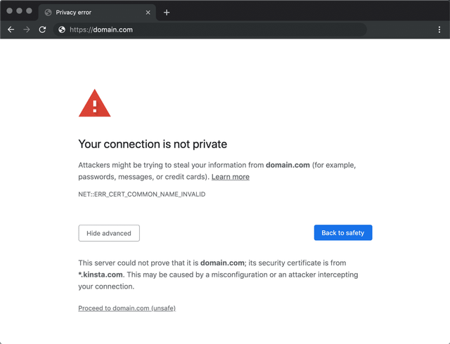 Your Connection is Not Private Google Chrome. Foto: Kinsta.com. 