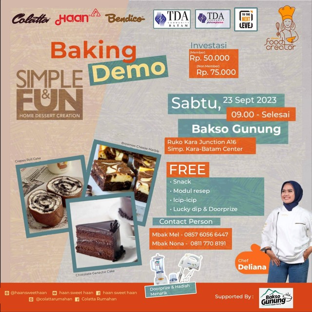 Tingkatkan Perekonomian Melalui Olahan Desert, TDAP Batam Gelar Demo Baking