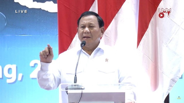 Menhan Prabowo Subianto di Universitas Muhammadiyah Malang. Foto:  Youtube/Universitas Muhammadiyah Malang