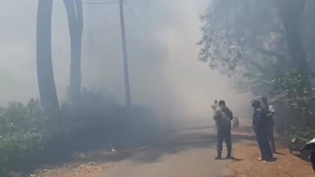 Kebakaran melanda hutan pinus Malino di Kecamatan Tinggi Moncong, Kabupaten Gowa, Sulsel, Kamis (28/9) siang. Foto: Dok. Istimewa