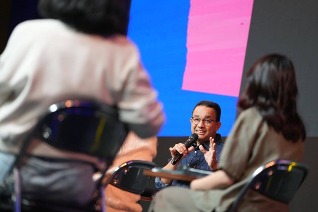 Bacapres Anies Baswedan menjadi pembicara dalam acara Youth Summit Ideafest 2023, di JCC, Jakarta, Sabtu (30/9/2023). Foto: Dok. Istimewa