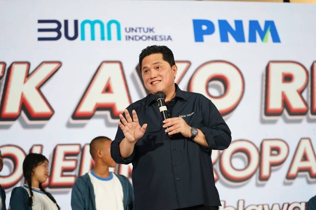 Menteri Badan Usaha Milik Negara (BUMN), Erick Thohir mengapresiasi program Membina Ekonomi Keluarga Sejahtera (Mekaar) yang dilakukan oleh PT Permodalan Nasional Madani (PNM). dok. PNM