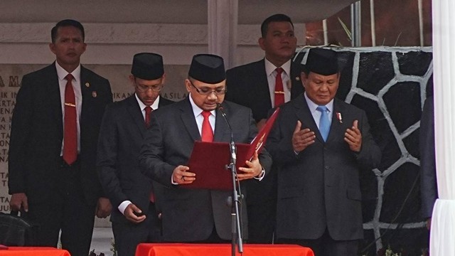 Menteri Agama Yaqut Cholil Qoumas saat Upacara Hari Kesaktian Pancasila di Lubang Buaya. Foto: Kemenag RI