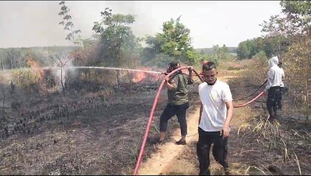 Kebakaran lahan di Institut Teknologi Sumatera (ITERA). | Foto: Dok BPBD Lampung Selatan