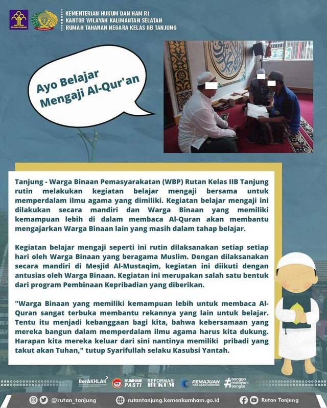 Tingkatkan Iman dan Perbaiki Akhlak Warga Binaan Dengan Mengaji Al- quran (1)