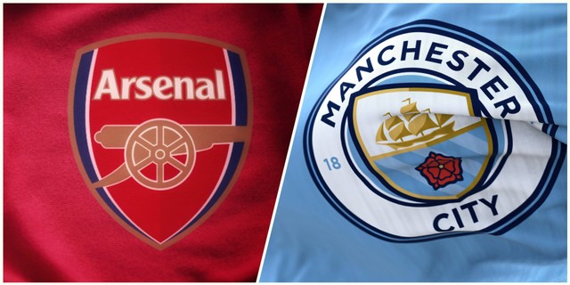 Logo Arsenal dan Manchester City F.C. Foto: Poetra.RH dan rarrarorro/Shutterstock