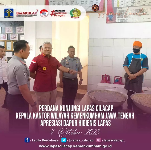 Kakanwil Kemenkumham Jateng Apresiasi Dapur Higienis Lapas Cilacap