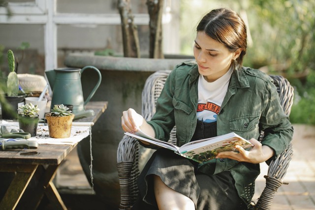 Photo by Gary  Barnes from Pexels: https://www.pexels.com/photo/gardener-reading-book-in-armchair-near-plants-in-pots-6231875/