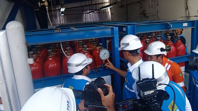 Launching green hydrogen plant di PLTGU PLN Muara Karang, Pluit Jakarta Utara, Senin (9/10/2023). Foto: Akbar Maulana/kumparan
