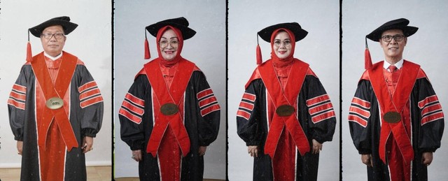Empat guru besar UBL yang akah dikukuhkan pada 12 Oktober 2023 mendatang. | Foto: Universitas Bandar Lampung
