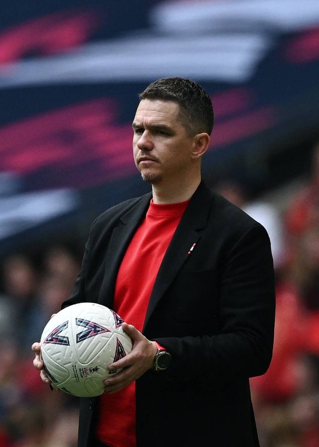 Pelatih Manchester United Woman, Marc Skinner. Foto: Ben Stansall/AFP