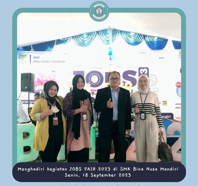 Dari STIKOM InterStudi menghadiri JOBS FAIR 2023 di SMK Bina Nusa Mandiri 