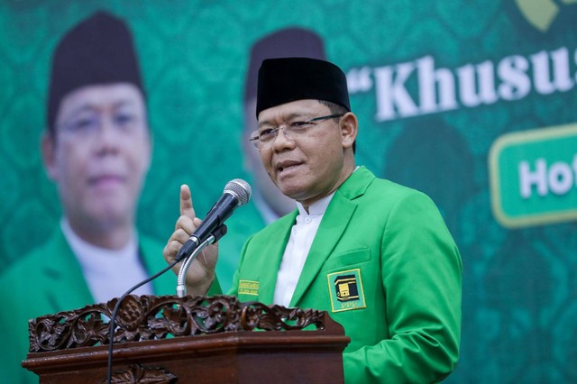 Plt Ketum PPP Mardiono menghadiri pembukaan Musyawarah Kerja Wilayah (Mukerwil) Khusus Pemenangan Pemilu 2024, di Hotel Madani, Medan, Sumatera Utara, Jumat (13/10).  Foto: Dok. Istimewa