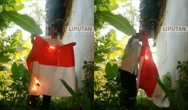 Viral remaja di Pontianak membakar bendera merah putih. Foto: Instagram Liputan Pontianak