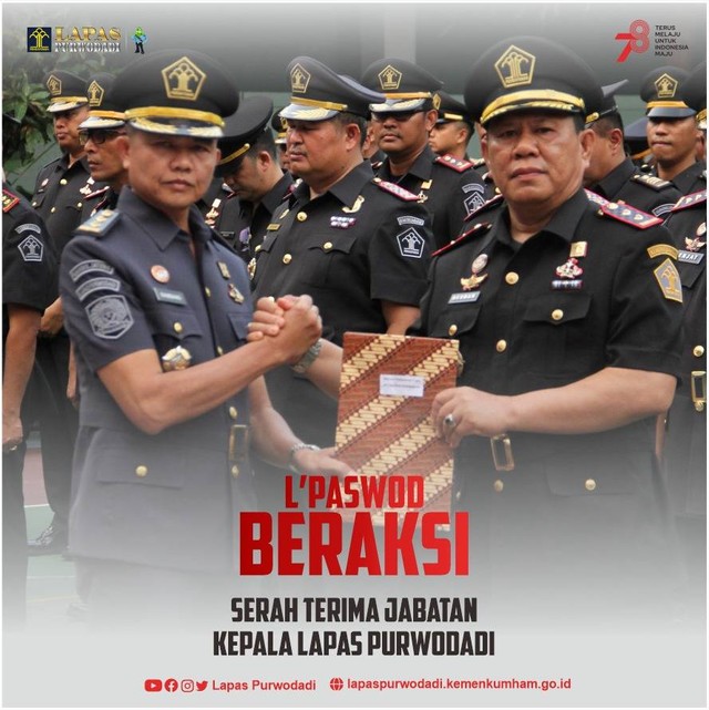 Kalapas Kelas IIB Purwodadi Resmi di Jabat Oleh Herman Anwar