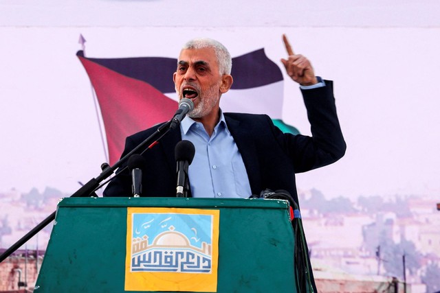 Yahya Sinwar, pemimpin gerakan Islam Hamas Palestina di Jalur Gaza. Foto: Mohammed Abed/AFP