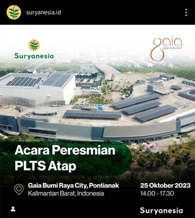 PLTS Mall Pontianak Gaia Bumi Raya City. Foto: Instagram Gaia Bumi Raya City.