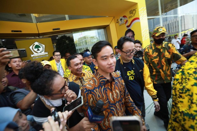 Gibran Rakabuming Raka hadir di Rapimnas Partai Golkar, Jakarta, Sabtu (21/20/2023). Foto: Aditia Noviansyah/kumparan