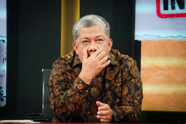 Wakil Ketua Umum Partai Gelora Fahri Hamzah saat diwawancarai dalam program talkshow Info A1 kumparan. Foto: Iqbal Firdaus/kumparan