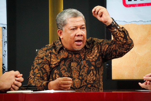Wakil Ketua Umum Partai Gelora Fahri Hamzah saat diwawancarai dalam program talkshow Info A1 kumparan. Foto: Iqbal Firdaus/kumparan