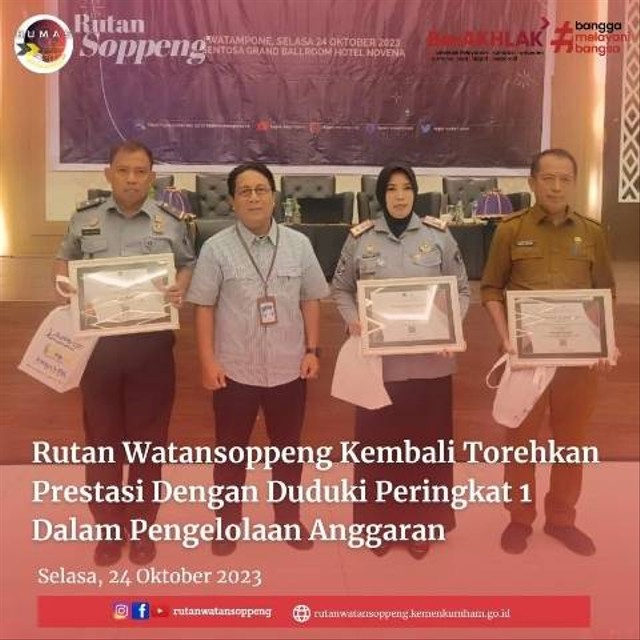 Rutan Watansoppeng Kembali Torehkan Prestasi Dengan Duduki Peringkat 1