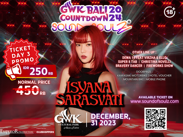 Isyana Sarasvati dalam acara GWK Bali Countdown. Foto: Istimewa