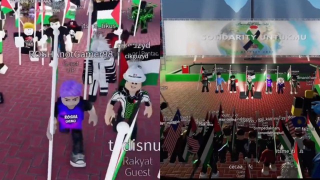 Aksi bocah solidaritas Palestina di Roblox. Foto: TikTok/@devotedly.yours