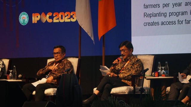 Direktur Utama Badan Pengelola Dana Perkebunan Kelapa Sawit (BPDPKS), Eddy Abdurrachman dalam pagelaran Indonesian Palm Oil Conference (IPOC) 2023 di Hotel Westin Bali, Kamis (2/11). dok. GAPKI
