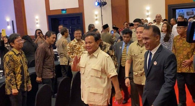 Bacapres Prabowo Subianto hadiri Deklarasi Dukungan INDUK KUD di 2024, Sabtu (4/11/2023). Foto: Paulina Herasmaranindar/kumparan