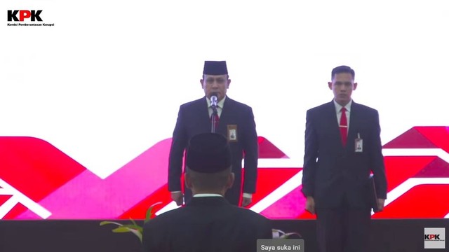 Pelantikan dan pengambilan sumpah jabatan deputi bidang penindakan dan eksekusi KPK. Foto: Youtube/@KPK RI