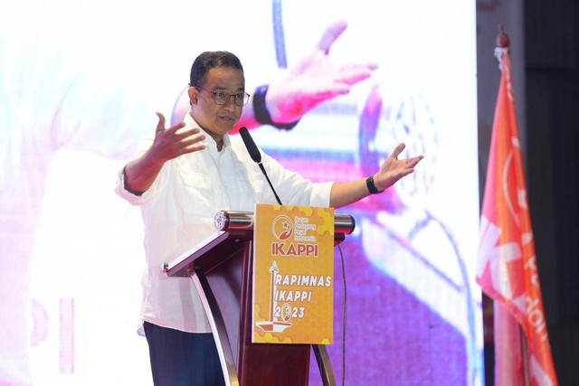 Anies Baswedan menghadiri acara deklarasi dukungan dari Ikatan Pedagang Pasar Indonesia (IKAPPI) di Hotel El Hotel Royale, Kelapa Gading, Selasa (7/11).  Foto: Dok. Istimewa