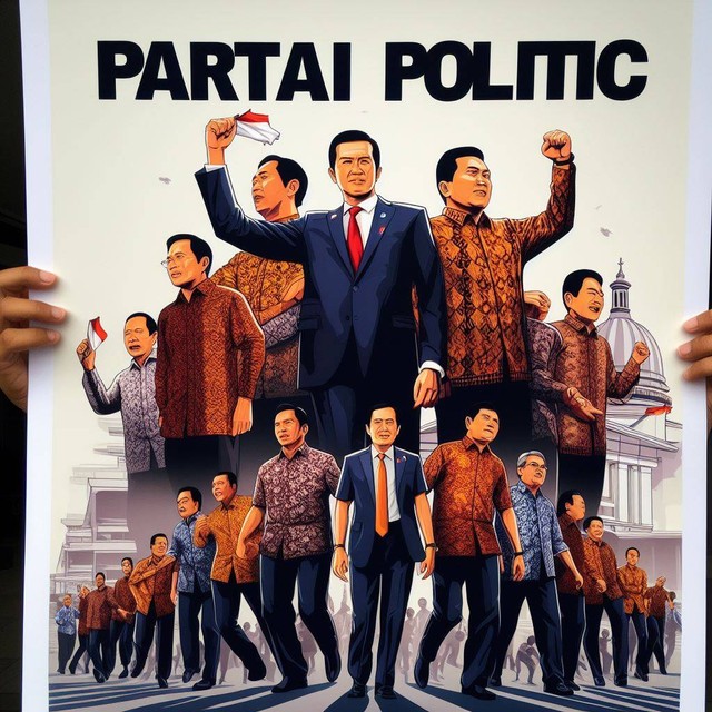 Sumber gambar : Bing AI image . Ilustrasi para politisi dari berbagai partai dalam mempertahankan kekuasaan dan kekuatan politiknya