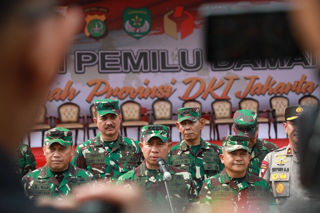 Apel Gelar Pasukan TNI AD  Pengamanan Pemilu di Lapangan Silang Monas, Jakarta, Rabu (8/11/2023). Foto: Aditia Noviansyah/kumparan