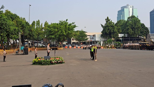 Apel gelar pasukan Bacuya piala u-17 di Polda Metro Jaya. Foto: Thomas Bosco/kumparan